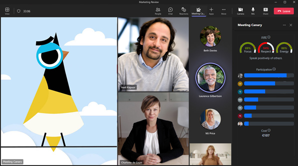 Meeting Canary in a Microsoft Teams meeting